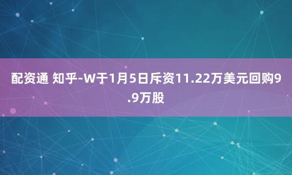 配资通 知乎-W于1月5日斥资11.22万美元回购9.9万股